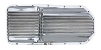 PML Nailhead V8 oil pan, polish finish, bottom up view
