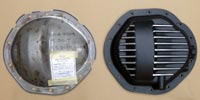 PML Differential Cover Part Number 10303-2, compared to stock, top view
