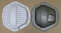 PML Differential Cover Part Number 10361, compared to stock, top view