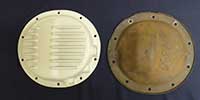 PML Differential Cover Part Number 10815, compared to stock, top view