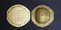 PML Differential Cover Part Number 11035, compared to stock SSR cover, top view