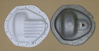 PML Differential Cover Part Number 11118, compared to stock, top view