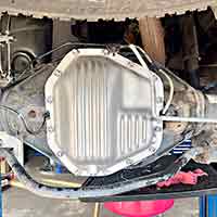 PML Dana M300 rear differential cover installed on F350 truck