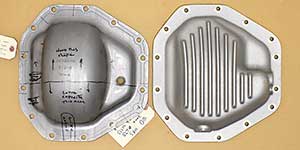 PML Dana M275 Differential Cover top view compared to stock