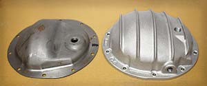 PML 2023+ GM 10 bolt differential cover and stock cover, top down view