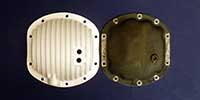 PML Differential Cover Part Number 5058, compared to stock, top view