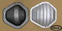 PML Differential Cover Part Number 6060, compared to stock, top view
