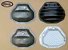 PML Dana 80 Differential Cover top view compared to stock
