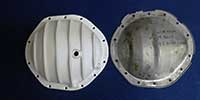 PML Differential Cover Part Number 6070, compared to stock, top view