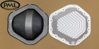 PML Differential Cover Part Number 9369, compared to stock, top view