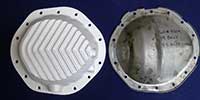 PML Differential Cover Part Number 9504, compared to stock, top view