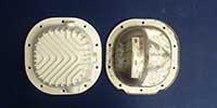 PML Differential Cover Part Number 9519, compared to stock, top view