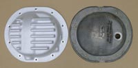 PML Differential Cover Part Number 9864, compared to stock, top view