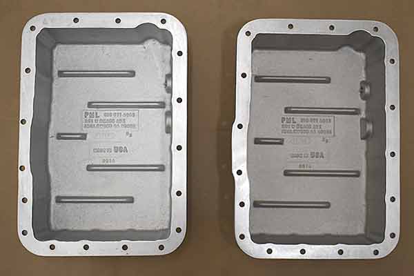 Comparing the insides between the normal and special transmission pan.