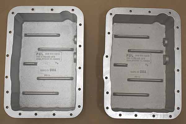 Comparing the insides between the normal and special transmission pan.