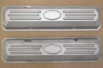 Small Block Chevy Valve Covers with Pad and Fins, SPECIAL 396