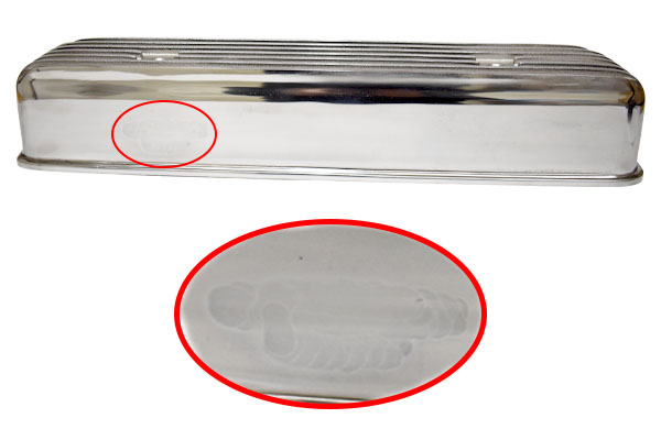 dark area on one valve cover.