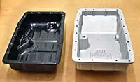 Inside of PML A760 transmission pan compared to stock pan