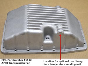 location for temperature sending unit on PML A750 pan