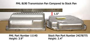 PML 8L90 pan compared to stock