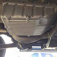 PML trans pan installed on a 2014 Ram 4500 chassis cab