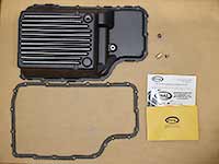 PML 10R140 transmission pan includes gasket and plugs, black powder coated