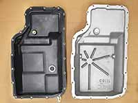 PML Transmission Pan Part Number 11180, compared to stock, insides