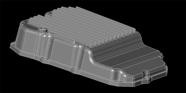 PML computer model of preliminary Nissan/Jatco 9 speed transmission pan