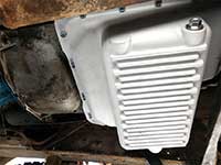 PML transmission pan installed on a 1978 F-250