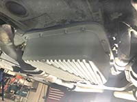 PML 4R70W pan, view of front of pan, on Ford 2008 Crown Vic