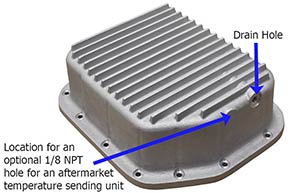 drain and boss location for PML 44RE transmission pan