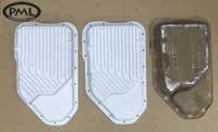 PML 200 4R Transmission Pans compared to stock, top view