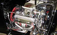 Chevy 350 motor with PML valve covers in a 1932 Ford