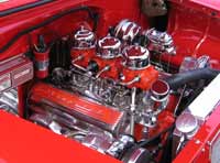 Engine of a Bel Air with PML Chevy Valve Covers installed