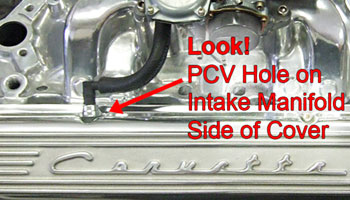 PCV hole on intake manifold side of PML Valve Cover