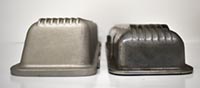 PML cast finish small block 55 to 59 Corvette valve covers compared to die cast part