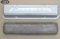 PML Valve Cover Part Number 11027, 
compared to stock, top view