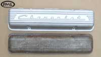 PML Valve Cover Part Number 11029, 
compared to stock, top view