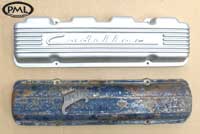 PML Valve Cover Part Number 11073, compared to stock, top view