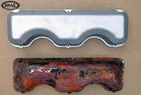 PML Valve Cover Part Number 11137, 
compared to stock, top view