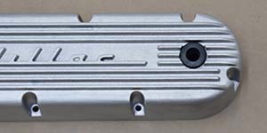 PML Cadillac 500 valve covers with hole PCV and grommet in hole