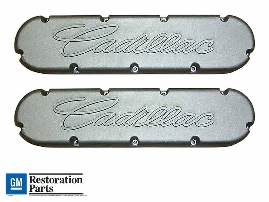 Chrome Steel Cadillac Valve Cover Pair Caddy 368 425 472 500 1968-1984 V8 stock
