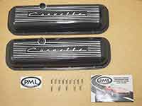 PML standard big block valve covers package, black powder coat finish