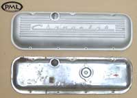 PML Valve Cover Part Number 9737, 
compared to stock, top view